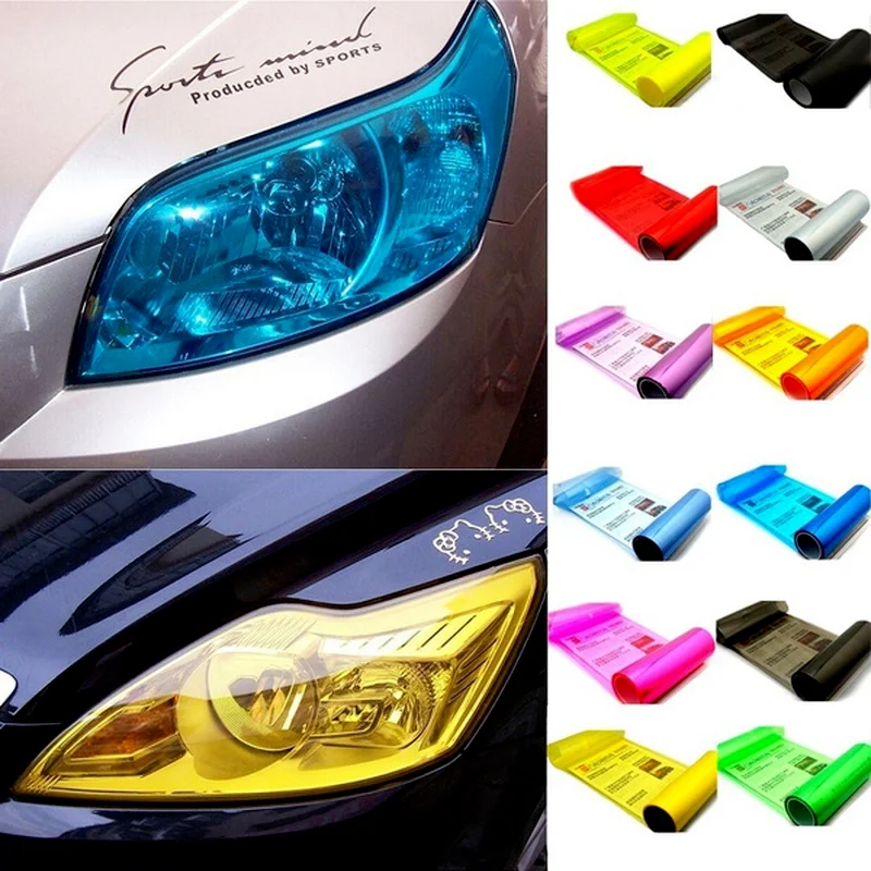 Colored Car Headlight Taillight Film Sticker Automobile Light Styling Waterproof Translucent Protective Vinyl Film 30X100CM