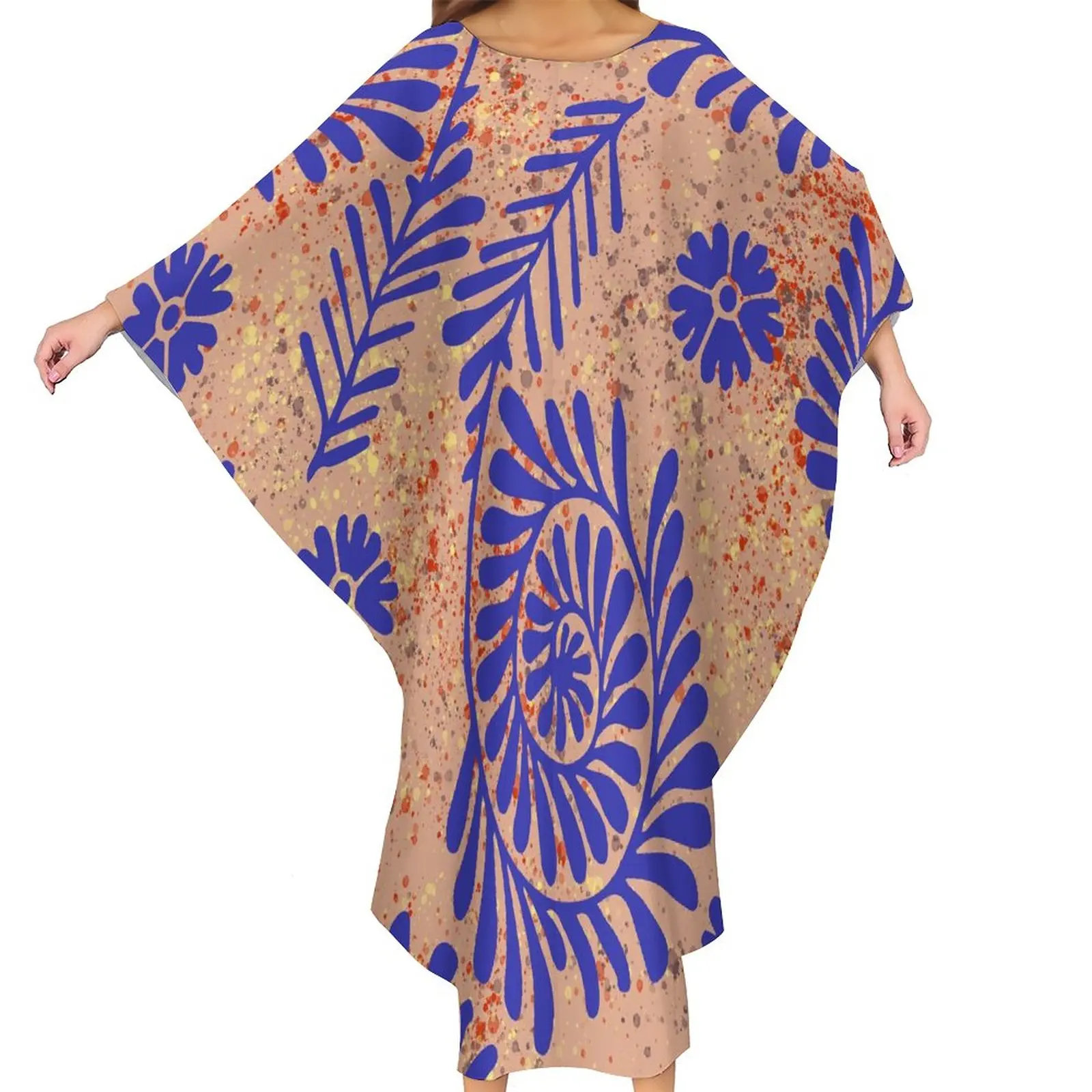 Big People Breathable Cloak Polynesian Custom Logo Women Clothing Bat Trendy Ponchos Tonga Retro Style Party Butterfly Dress