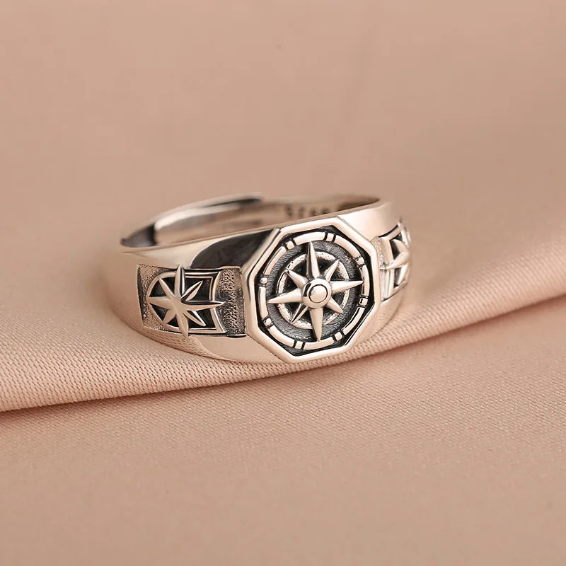 

Vintage Silver Color Eight Pointed Star Rings Goth Punk Cool Quadrangle Star Rings for Men Women Party Jewelry Gifts