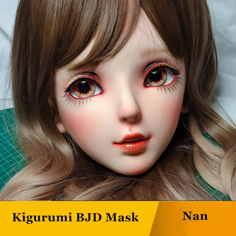 

(GL Nan) Female Sweet Girl Resin Kigurumi Mask Novelty Special BJD Halloween Cosplay Mask Crossdressing Doll Japanese Anime Mask