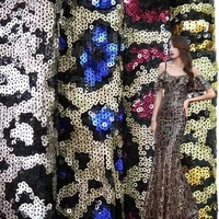 1yard 3mm mesh leopard print sequin fabric multicolor sequin embroidered dress women fabric by the yard for diy clothing