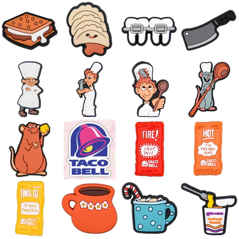 

New Chef's Shoes Charms Cartoon Food Cookies Candy Baking Shoes Accesories Fit Sandals Decorate Buckle