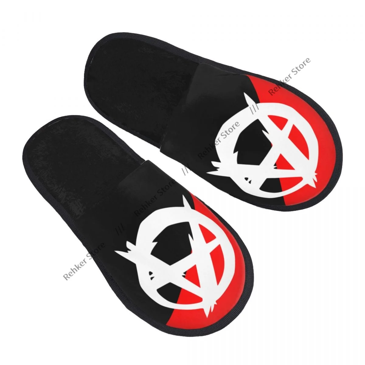Анархистский флаг с символом Домашние тапочки Меховые Зимняя домашняя обувь