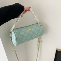 fashion pu leather shoulder bag for women 2022 new spring cross body bag with pearl chain