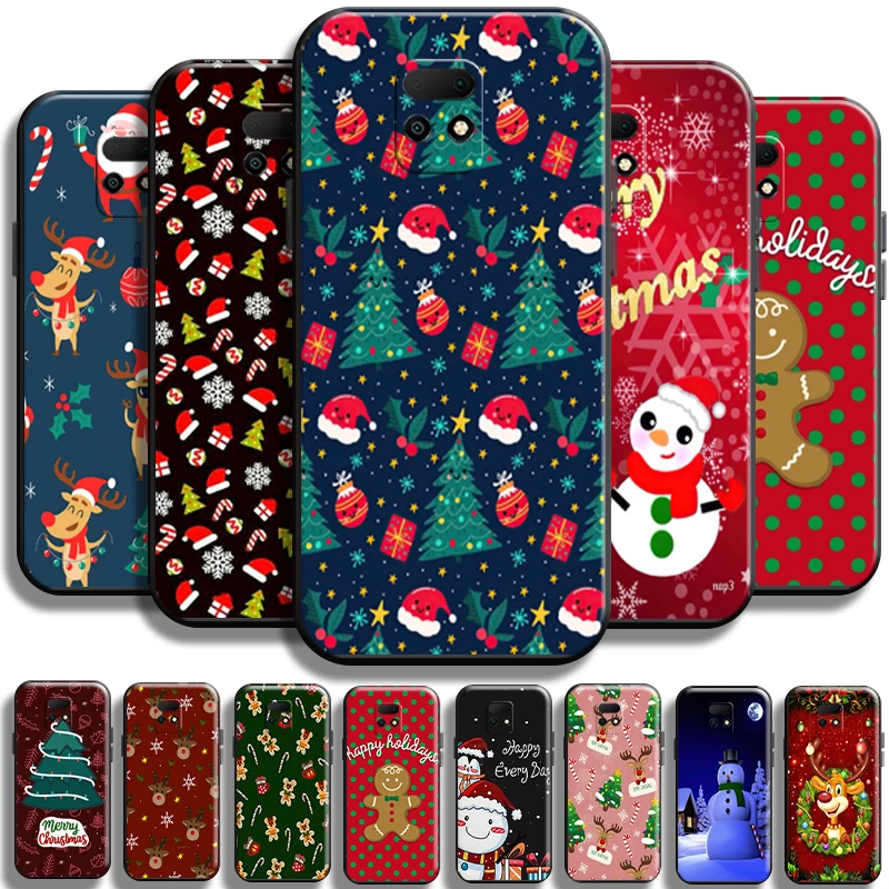 

Merry Christmas Santa Claus For Xiaomi Redmi 10X Pro 5G 10X 4G Funda Carcasa Soft Cover Black Coque TPU Shell