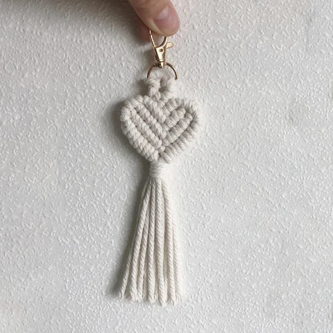 Брелок ручной работы из волокна в стиле бохо подарок на день матери женский Романтический кулон в форме сердца аксессуары брелок для автомобильных ключей