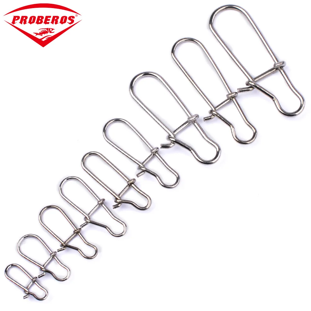 

PRO BEROS 100PCS Pike Fishing Accessories Connector Pin Bearing Rolling Swivel Stainless Steel Snap Fishhook Lure Swivels Tackle