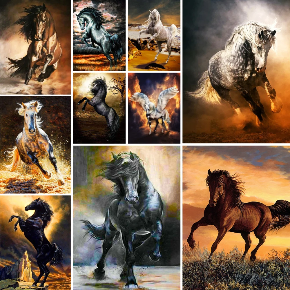 Animal Running Horse Printed 11CT Cross Stitch Set Embroidery DMC Threads Craft Handicraft Painting Knitting Needle Gift Jewelry