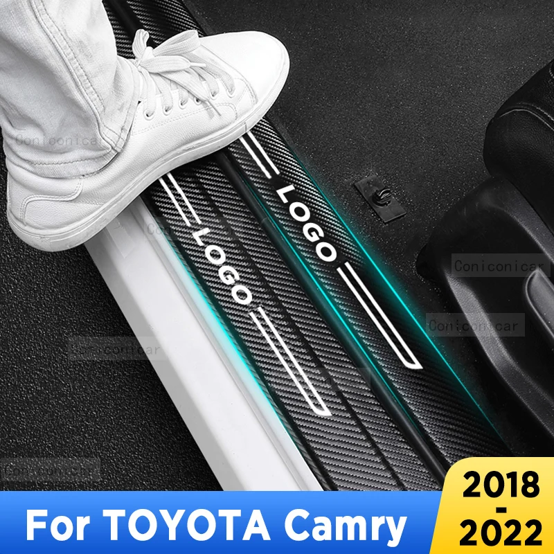 

For TOYOTA Camry 2018-2022 Auto Tailgate Guard Door Sill PU Pedal Carbon Fibre Texture Accessories Leather Styling Car Sticker