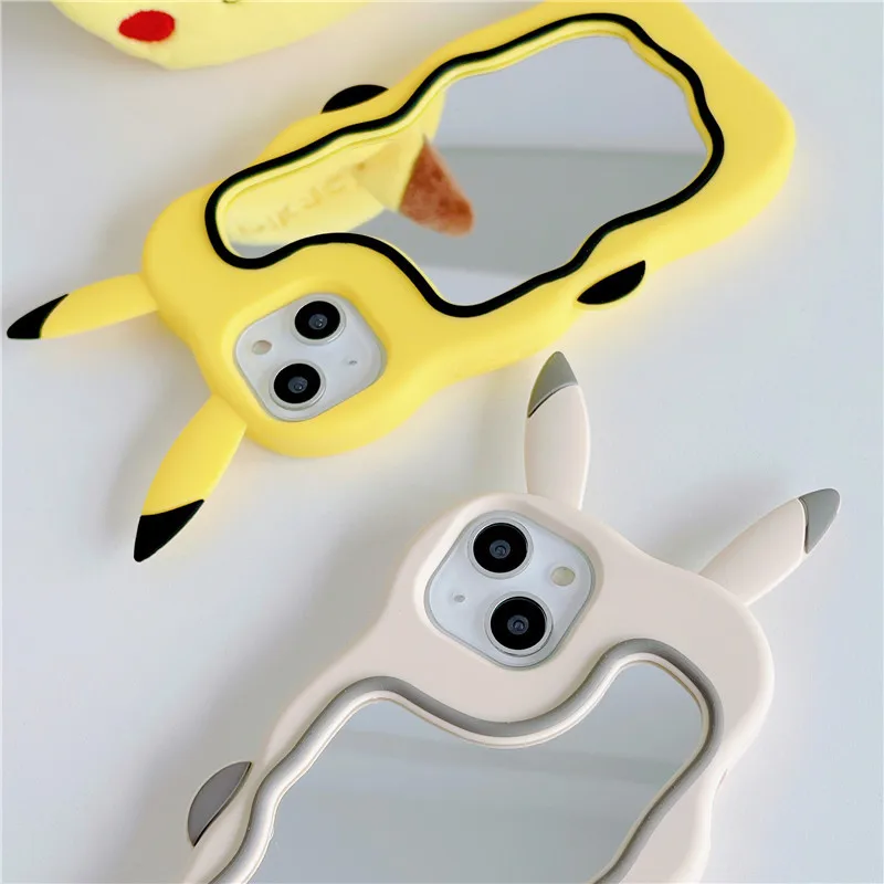 

iPhone 14/14Pro/Pro Max 13 12 11 Max XR XS X 7 8 Plus SE Mini Shockproof Pikachu Deluxe Silicone Bumper Clear Hard PC Case anime