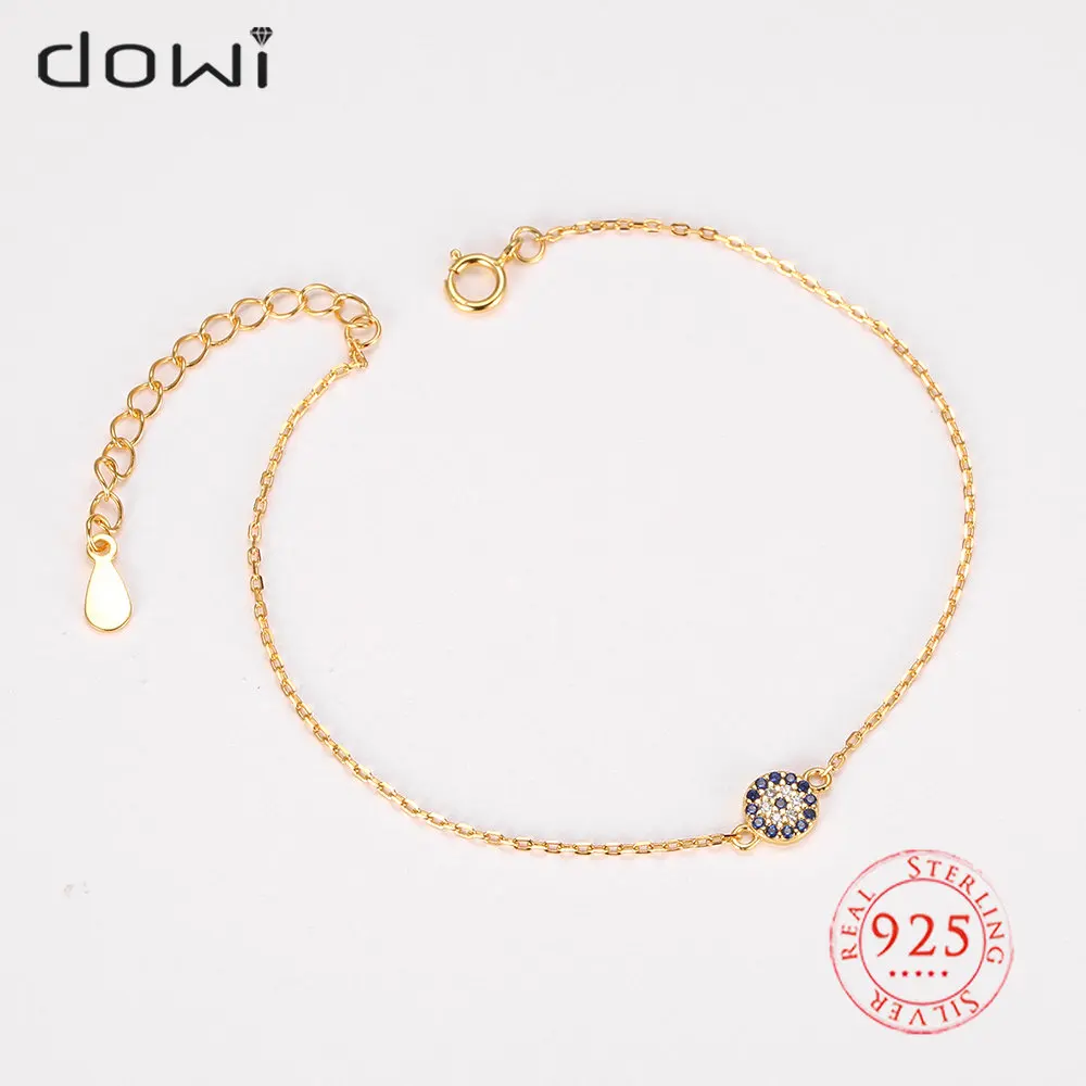 

Trendy Real S925 Evil Eye Charm Bracelet AAA Zircon Blue Stone Luxury Jewelry for Women Lady Anniversary Party Gift High Quality