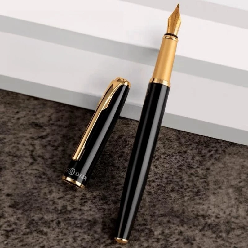 

Ручка перьевая Hongdian 519A, черная изогнутая ретро ручка для письма, офисные и школьные принадлежности, Канцтовары