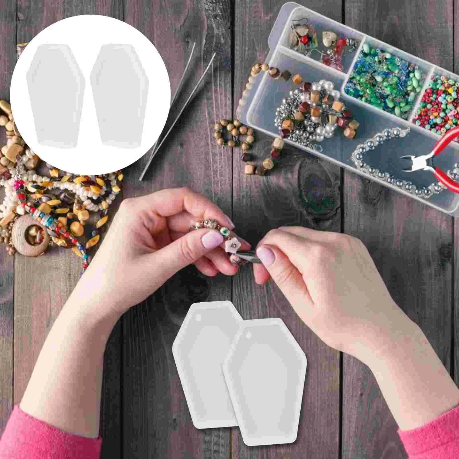

2pcs Keychain Pendant Making Molds Coffin Shape Charms Silicone Epoxy Molds