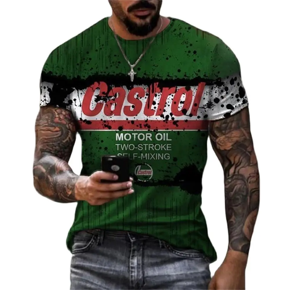 

Loose New Summer Men's Bay Castrol 3D Printed T-shirt Street Casual Vintage Crewneck Short Sleeve Clothing Texaco Quick Dry Top
