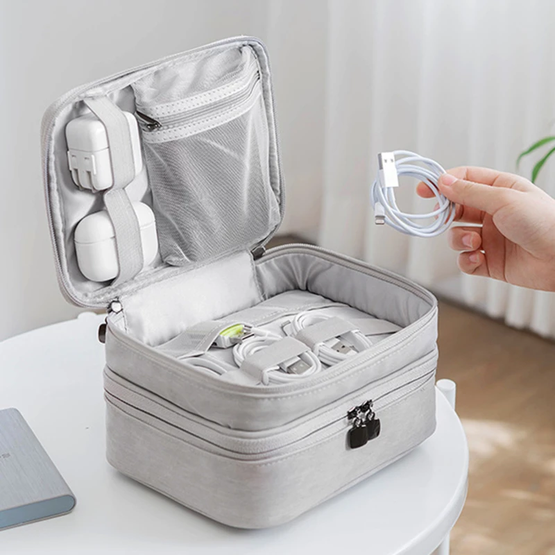 

New Travel Digital Storage Bags Organizer USB Gear Cables Wires Charger Power Battery Zipper Cosmetic Bag Case Accessories Item