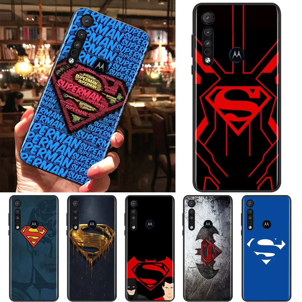 

DC Hero Superman Logo Black Phone Case For Motorola Moto G9 G8 E20 E7 E6 One Marco Hyper Fusion Power Edge Plus Cover