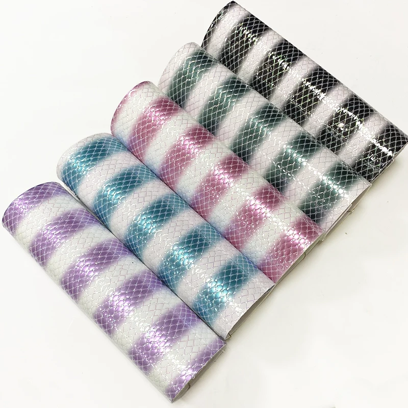 

XHT Diamond Net Design Stripe Pattern Printed PU Faux Leather Fabric Sheet Material for Shoe/Bag/Handbag/DIY Accessories