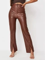 2022 split women pant high waist zipper faux leather pants trousers autumn streetwear female office lady pant womens clothing