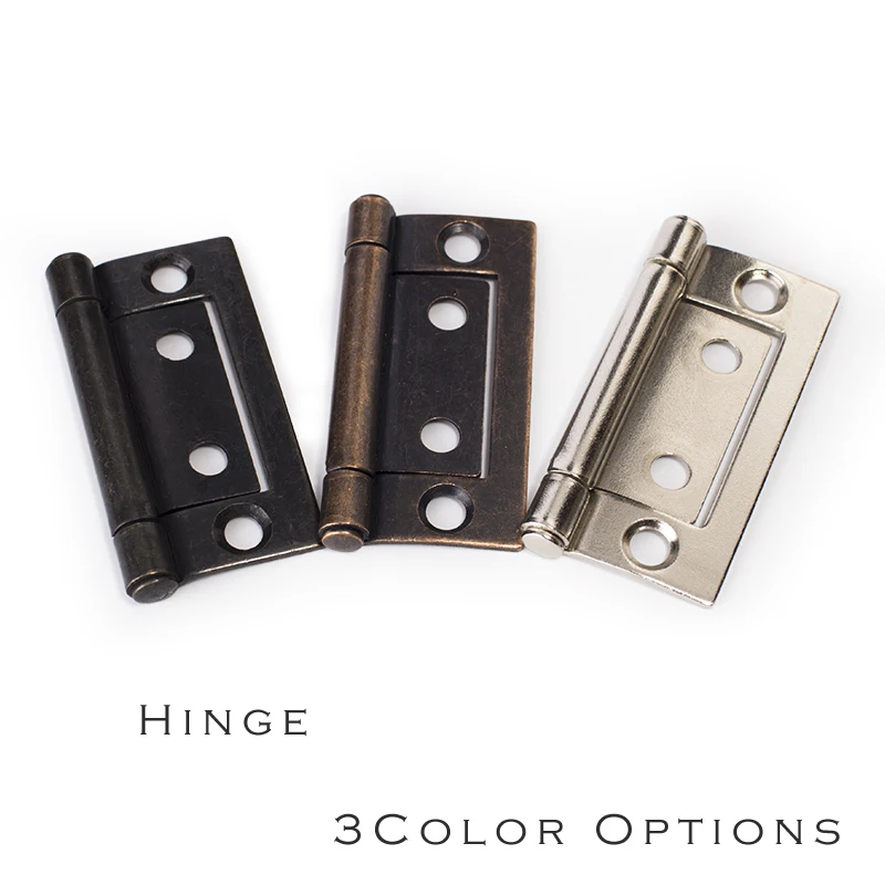 2 Inch Iron Furniture Mortise Hinge for Cabinet Door with Free Screws, 135 Degree Open, Antique Copper, Black, Nickel Color
