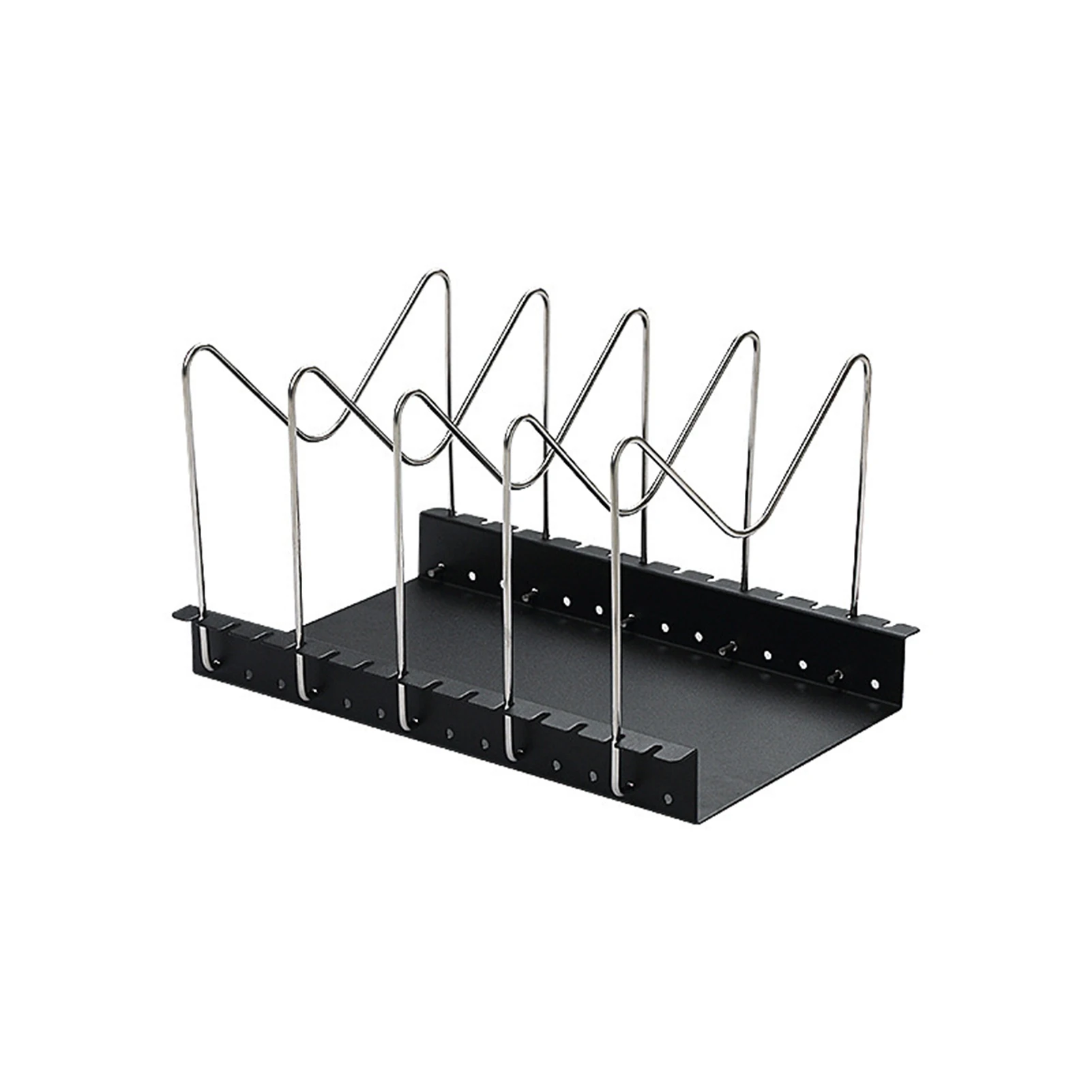 

Kitchen Pan & Pot Storage Rack 5 Adjustable Dividers Rack for Plates Pans Pots Bakeware