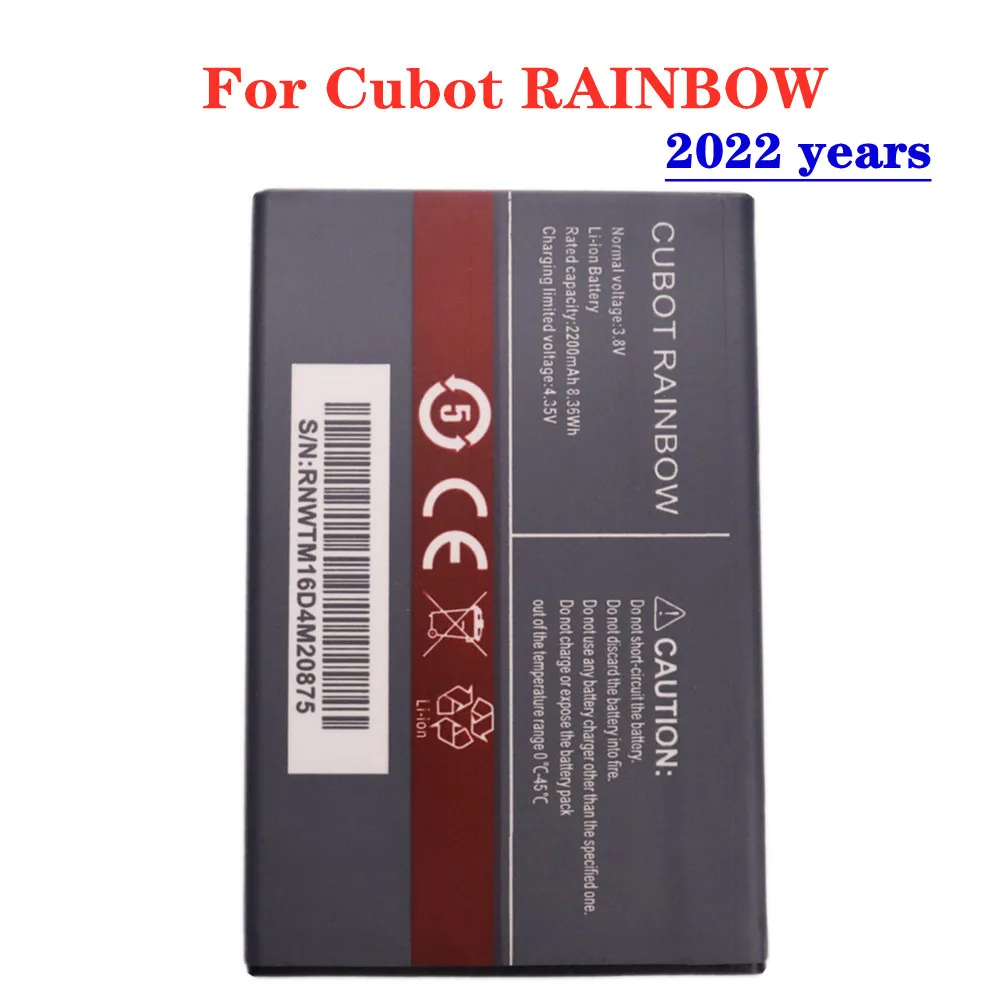 

2022 год, высокое качество, оригинальный аккумулятор CUBOT RAINBOW 2200 мАч для смартфона CUBOT RAINBOW, сменный аккумулятор