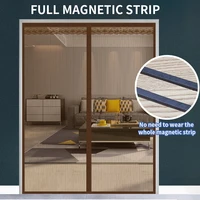 upgraded velcro screen door full magnetic strip anti mosquito door curtain seamless closure fishing line material mesh for door