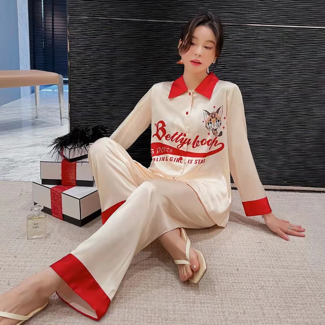 

Pajamas women's ice silk long-sleeved tiger suit new home wear women pajamas