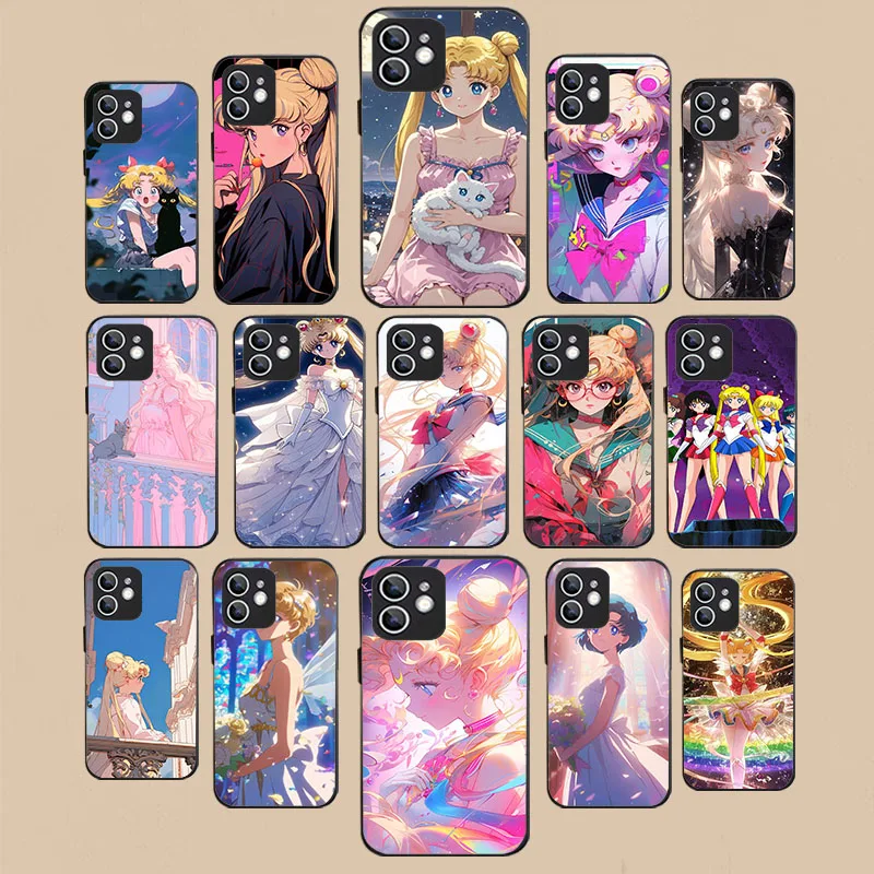 Женский чехол с рисунком Сейлор Мун Черный силиконовый для Realme C17 C20 C21 C25 C30 C31 C33 Narzo