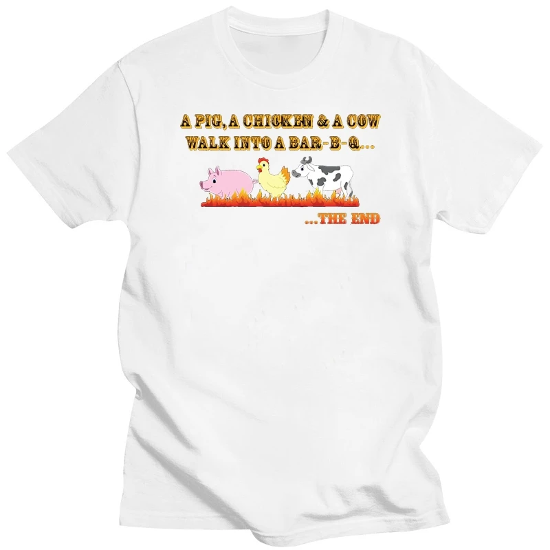

Футболка с изображением шутки о барбекю, забавная футболка с изображением свиньи, коровы, цыпленка, для барбекю, Скидка 100%, хлопковая футболка для мужчин, простой стиль