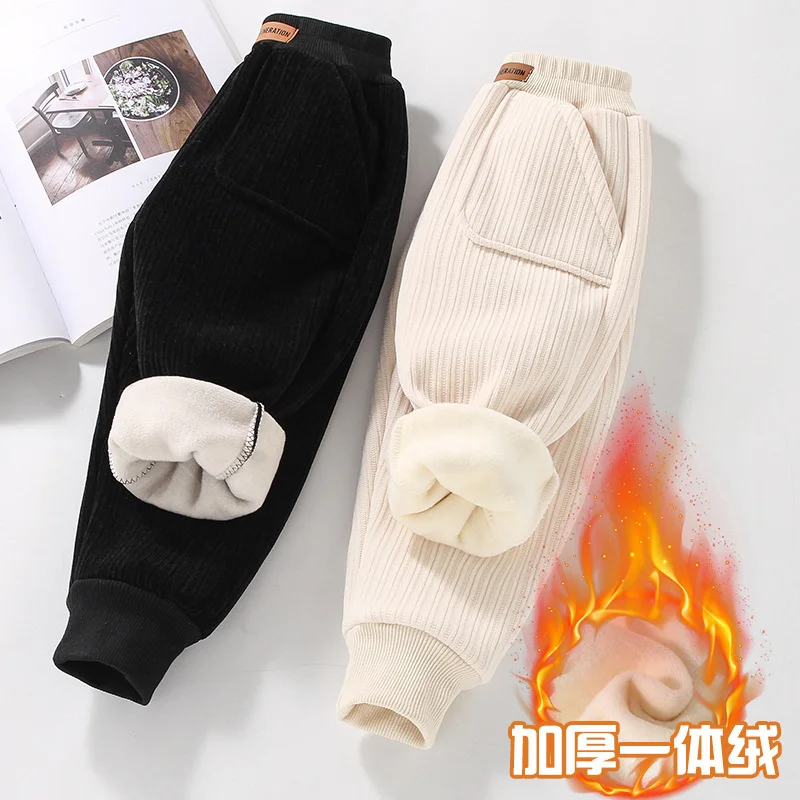 

Детские Бархатные длинные брюки для мальчиков и девочек, зимние вельветовые плотные теплые спортивные брюки, детская одежда, повседневные брюки