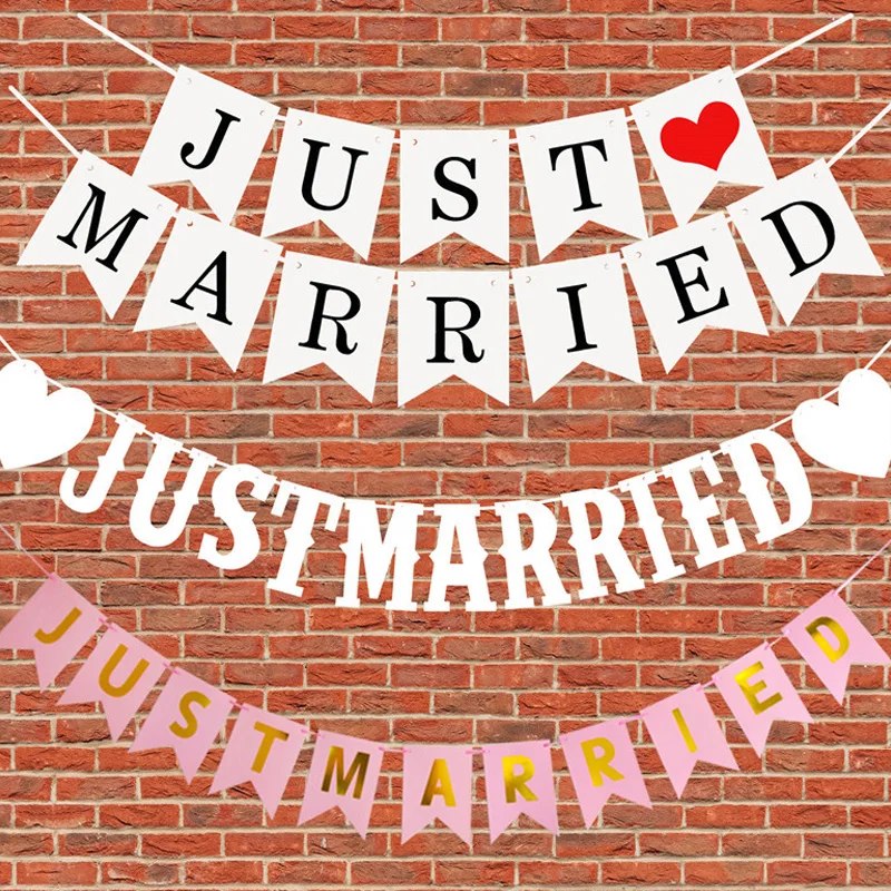

Just Married Banner Mr Mrs Rustic Garland Wedding Table Decoration Groom Bride To Be Balloon Banner Bachelorette Party Supplies