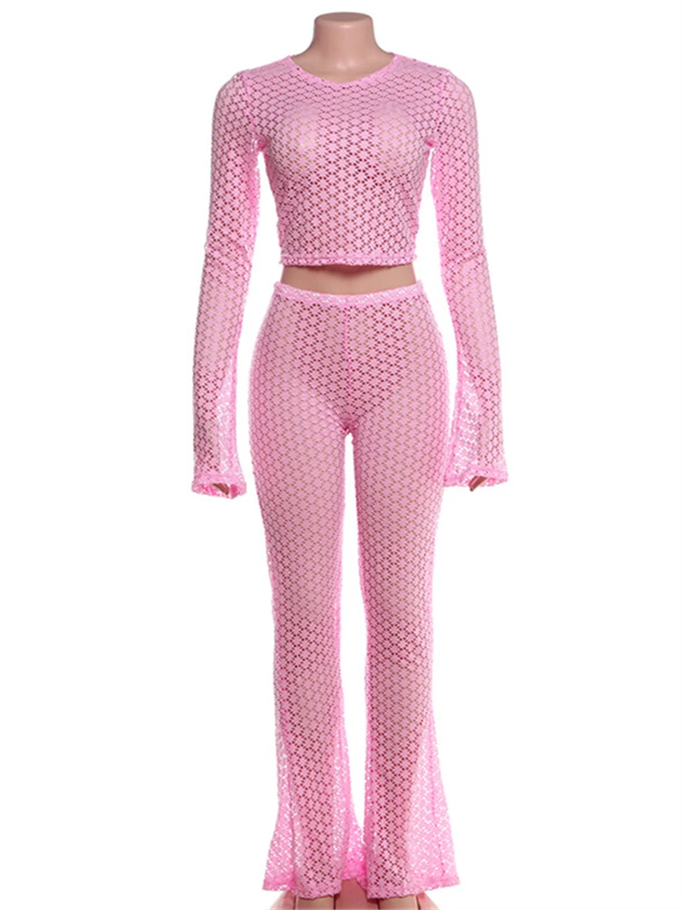 Aualay летний розовый прозрачный сексуальный комплект из 2 предметов полуночная