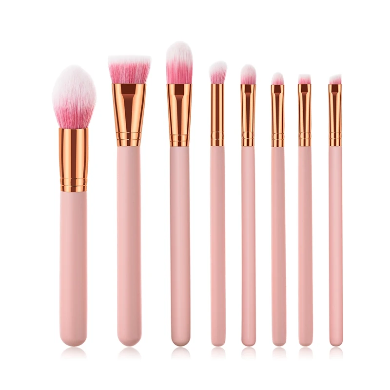 

8Pcs Natural Hair Colorful Makeup Brushes Professional Foundation Powder Blush Eyeshadow Eyebrow Blending Brush Set