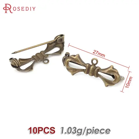 Булавки для броши с бантом из латуни 10 шт.