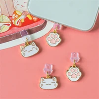 cute dust plug charm kawaii cat paw charge port plug for iphone phone anti dust cap 3 5mm jack type c dust protection stopper