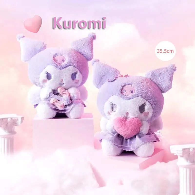 

35Cm Cute Cartoon Kuromi Angel Wings Hold Love Cupid Archery Cupid Plush Doll Toy for Girl Valentine's Day Present