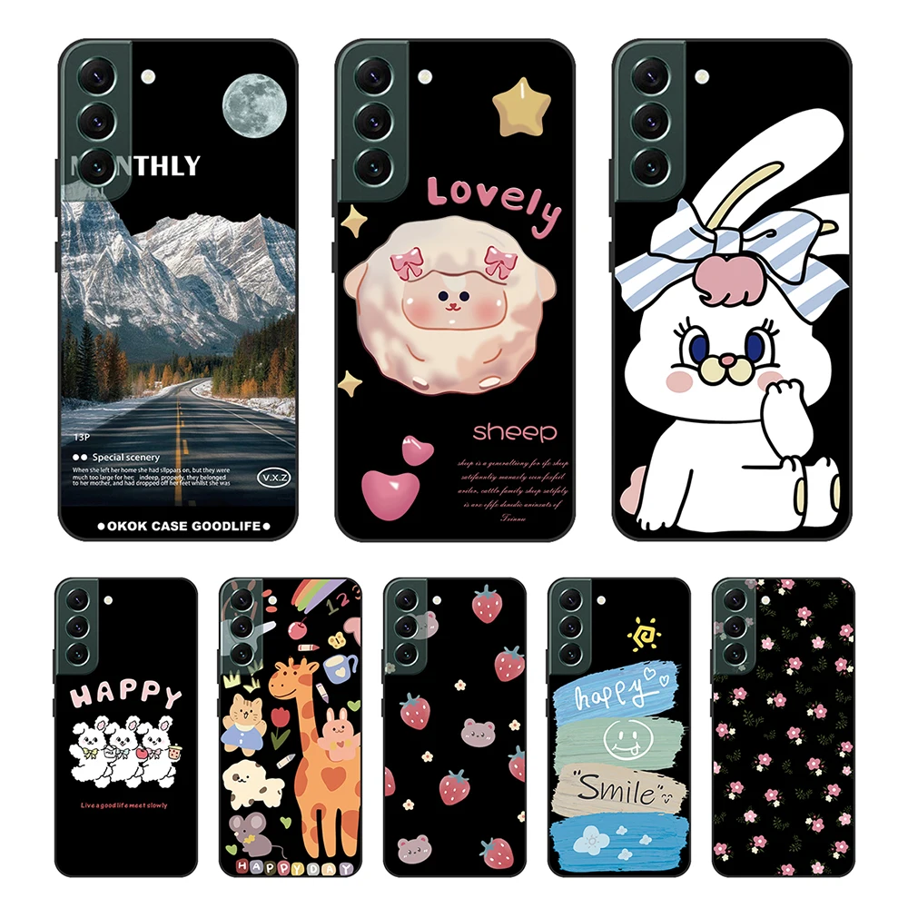 Чехол для Samsung Galaxy S22 + 5G милый роскошный черный мягкий чехол из ТПУ телефона в