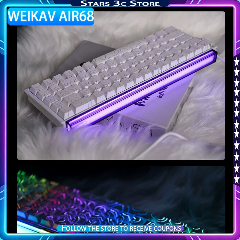 Фото Механическая клавиатура WEIKAV Air68 с магнитными переключателями, частота опроса 8 кГц, яркий дизайн с подсветкой, низкая задержка для гейминга №1