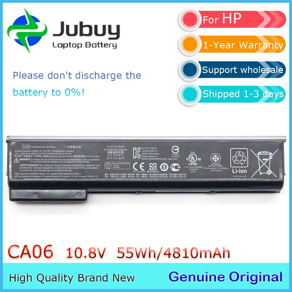 CA06 10 8 В 55 Втч оригинальный аккумулятор для ноутбука HP ProBook 640 G0 645 650 655 HSTNN-LB4Y 718754 -001
