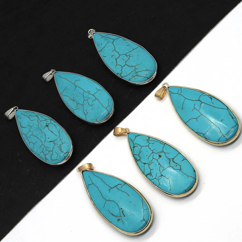 

Natural Stone Drop Shape Pine Stone Pendant 24x59mm Charm Faceted Fashion Jewelry DIY Necklace Earrings Boutique Accessories