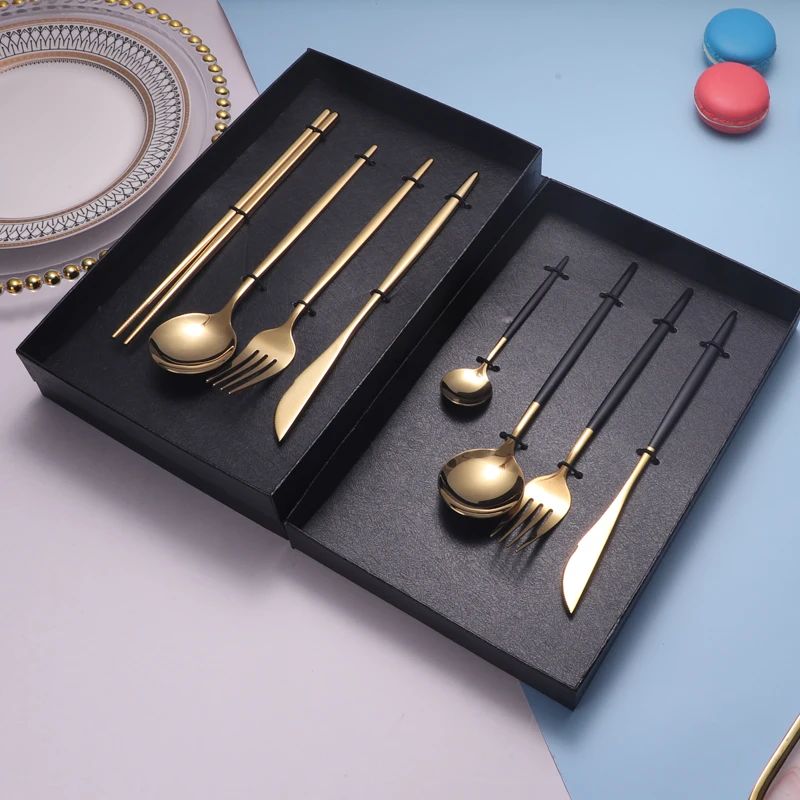 

Высококачественный набор золотых столовых приборов, Современные западные полные столовые приборы, искусственные ложки, ножи, личная кухонная посуда, посуда OA50DDS