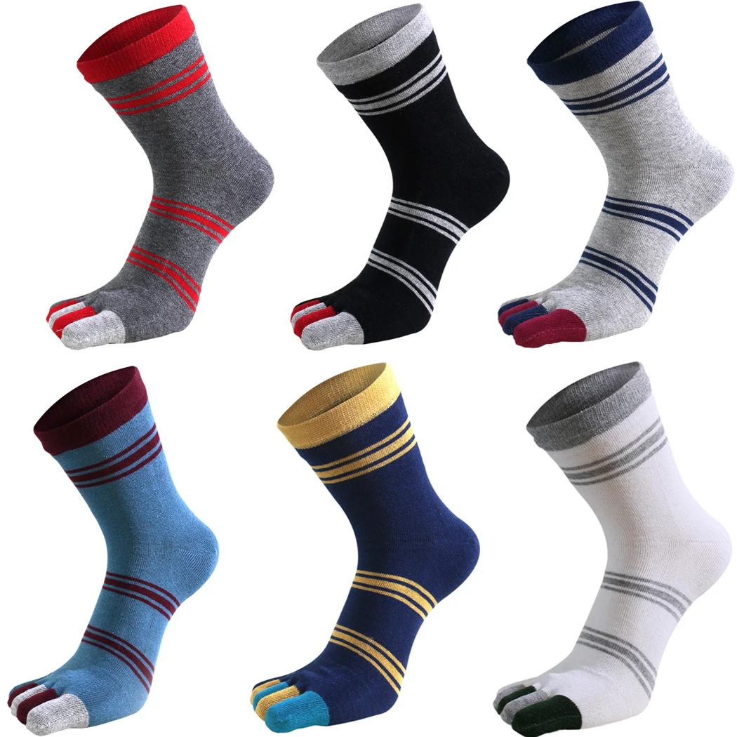 

5 Pairs Mans Socks with Toes Soft Cotton Striped Short Solid Funny Weed Business Sox Harajuku Fashion Five Finger Socks Hot Sell
