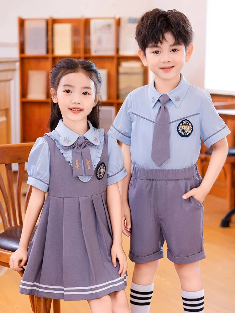 

Primary school class uniform, summer dress, women's dress set, kindergarten uniform, summer school uniform, English style