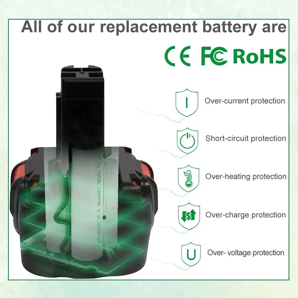 

12V 12800mAh Ni-MH Replacement Battery for Bosch BAT046 BAT159 BAT139 BAT049 2607335709 , GSR 12-1, GSR 12-2, PSR 12