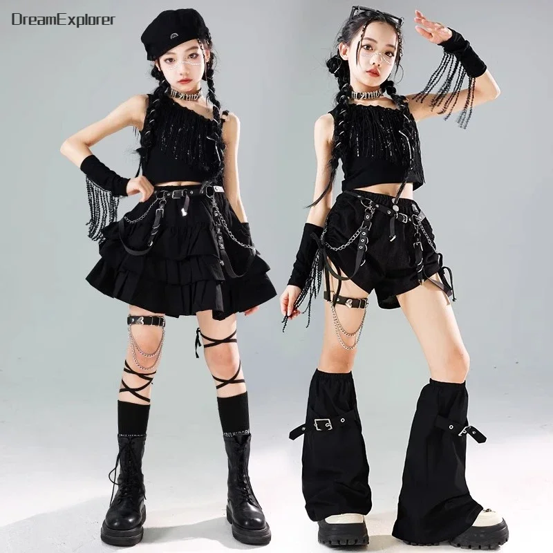 Детский укороченный топ с блестками и кисточками в стиле хип-хоп