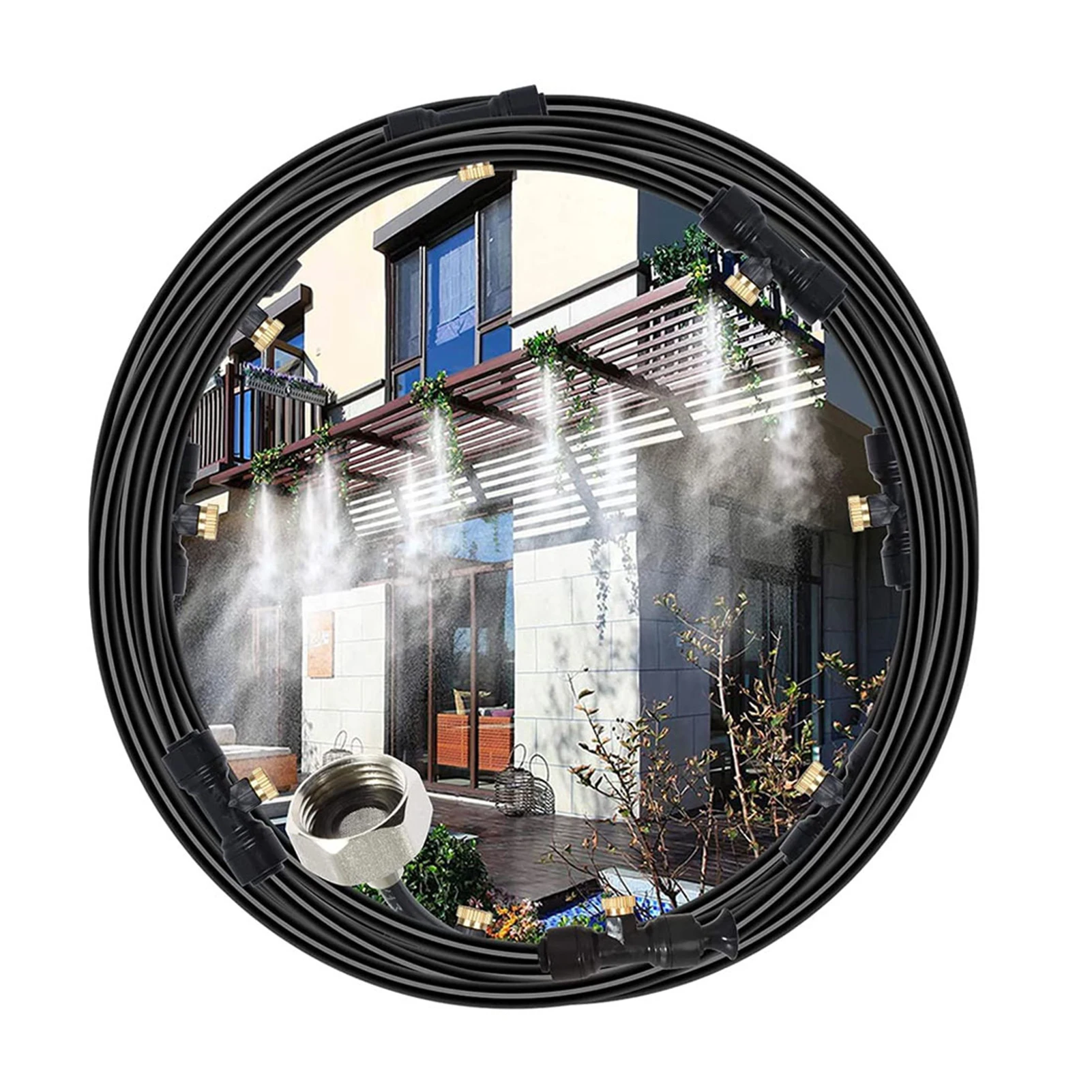 

Туманы для наружной системы охлаждения внутреннего дворика, водяной туманообразующий шланг для крыльца, сада, теплицы зонтик с тентом