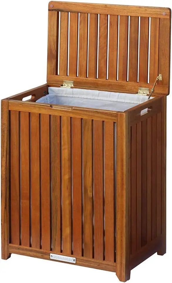 

Wood Spa Laundry Hamper 24.75 in high x 20 in Wide x 13.25 in deep, Brown
