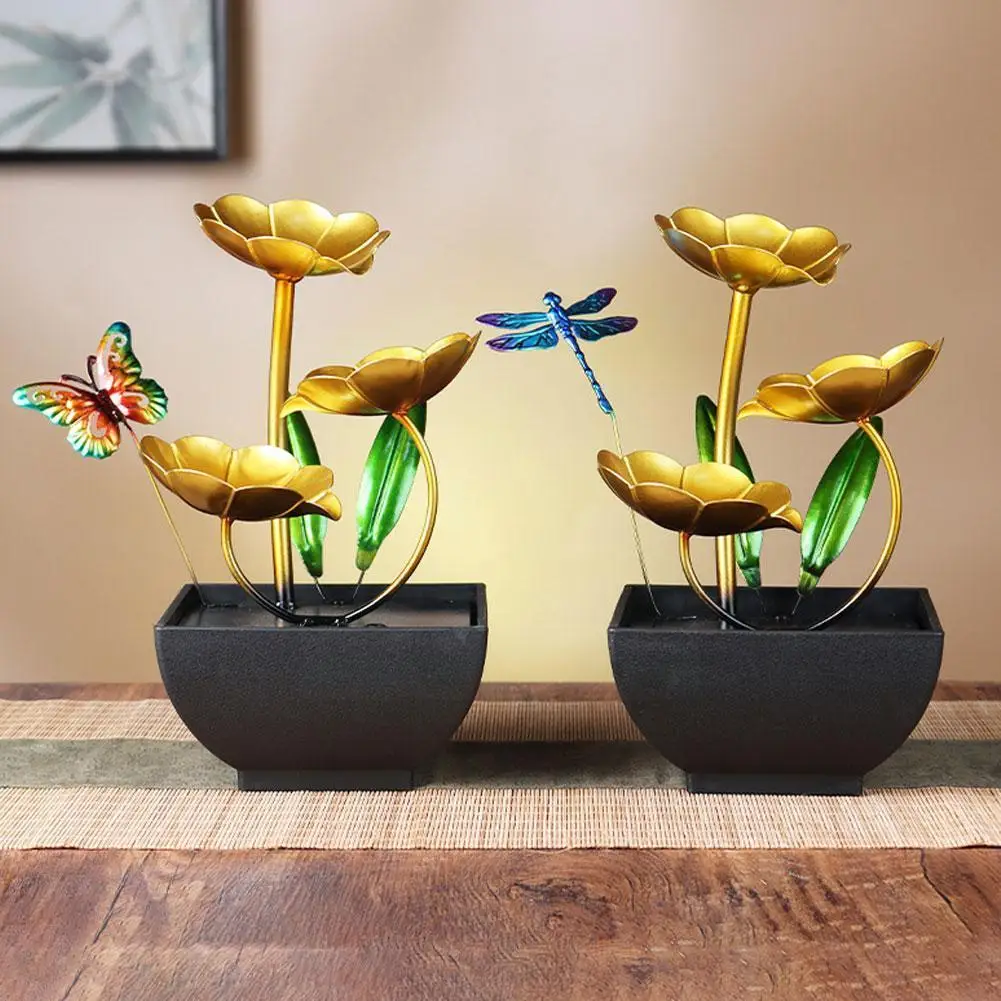 

Комнатные водные фонтаны, фонтан-водопад, золотой лист, украшение для дома фэн, водный фонтан, плавный фонтан Shui I6V0