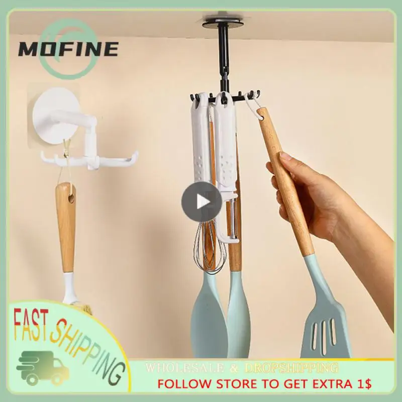 

Degrees Rotated Kitchen Hook Multi-Purpose Hooks Self Adhesive 7 Hooks In 1 For Home Kitchen Storage Spoon Hanger
