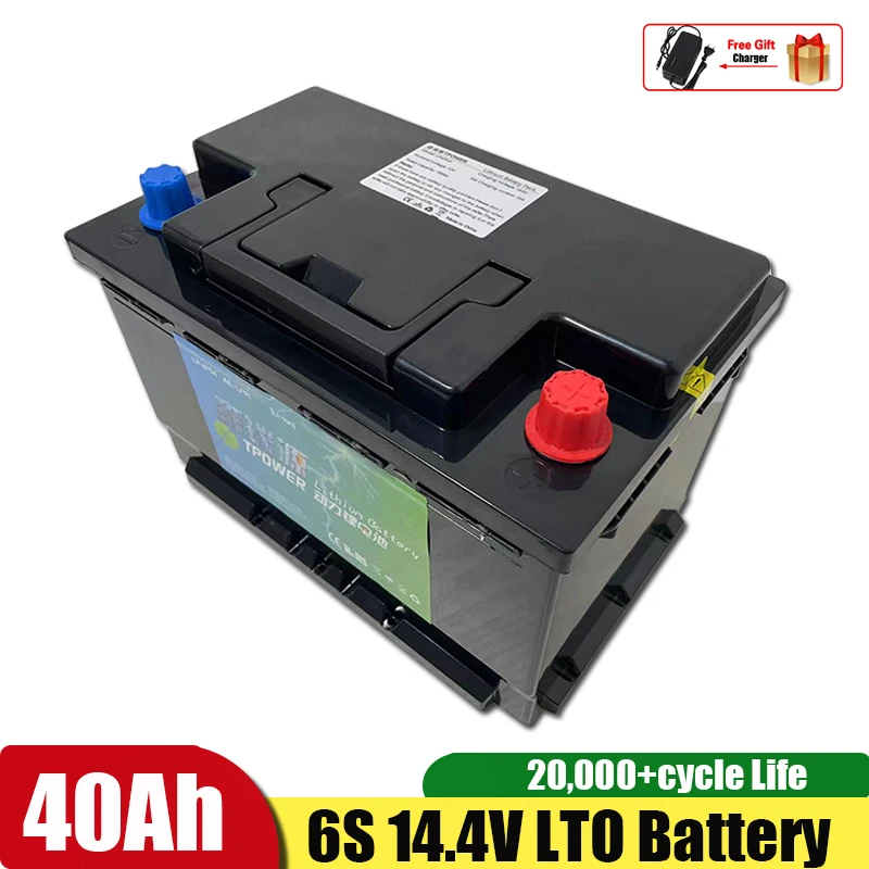 

14.4V 12V 40Ah LTO battery pack Lithium Titanate Battery Pack with 6S BMS for Solar Solar Boat Backup Power Scooter RV+Charger